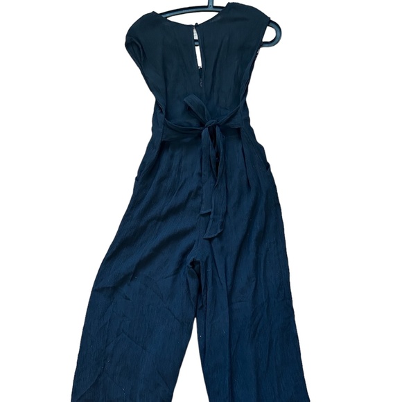 Anthropologie Black Wide Leg Jumpsuit Romper Tie Waist Cocktail Size 4 - Picture 2 of 10